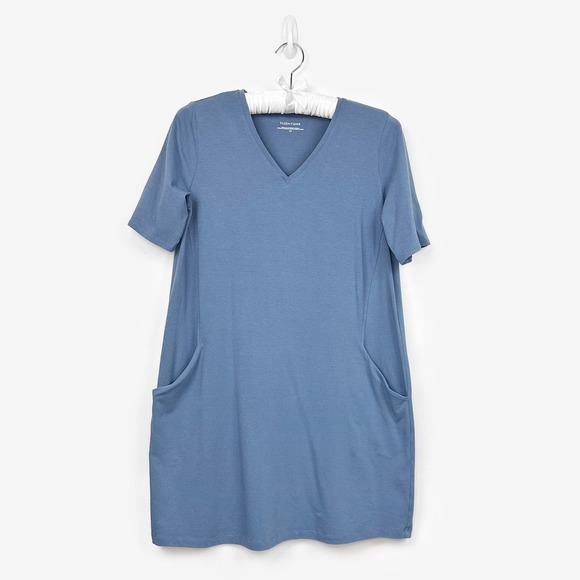 Eileen Fisher Dresses & Skirts - Eileen Fisher Stretch Jersey Dress Size S Blue Cotton Blend Casual Minimalist